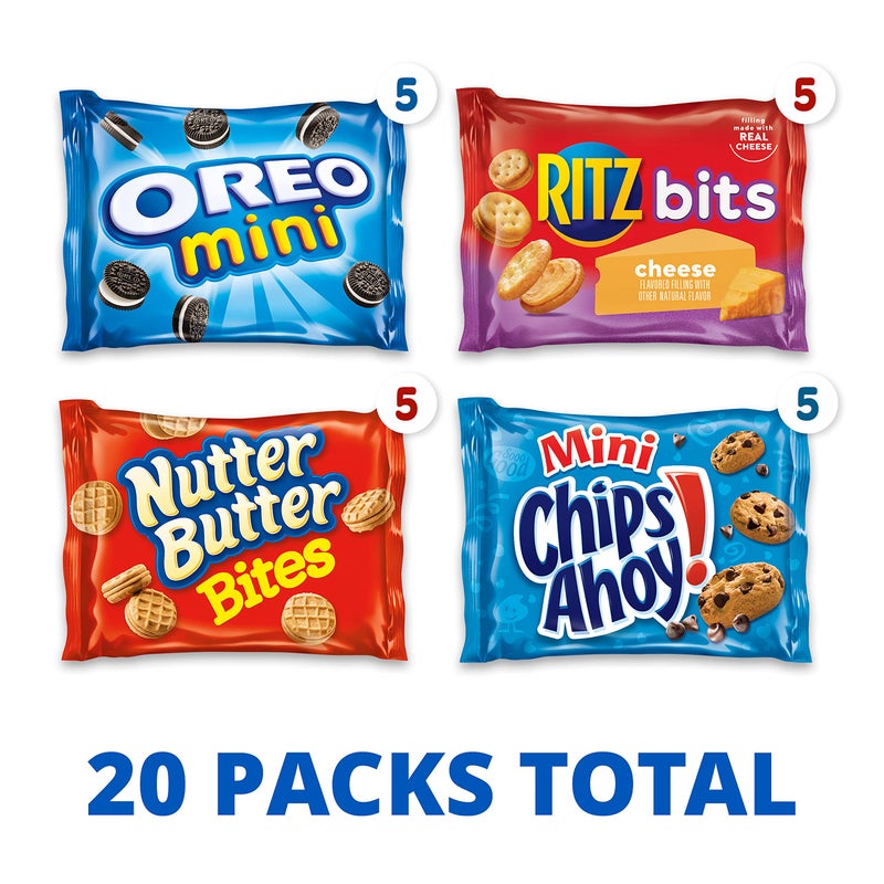 Nabisco Classic Mix Variety Pack, OREO Mini, CHIPS AHOY! Mini, Nutter Butter Bites, RITZ Bits Cheese, Christmas Stocking Stuffers, 20 Snack Packs - Image 2